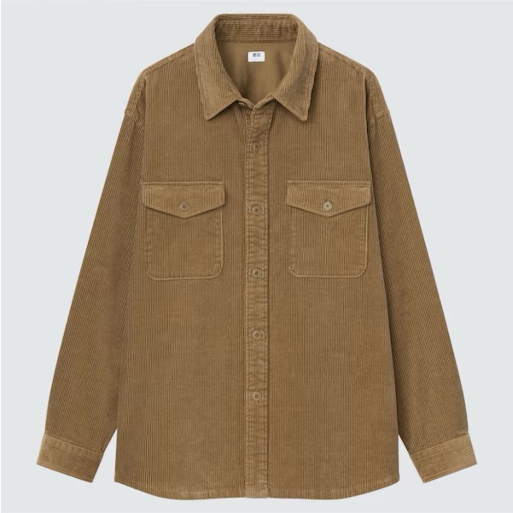 Uniqlo Men’s Corduroy Work Shirt Jacket 3XL Light Brown Tan | 8-Wale Cotton